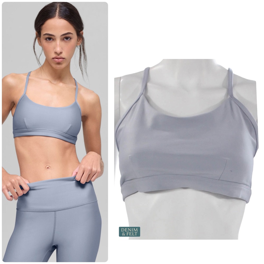 Alo Yoga Airlift Intrigue Bra Winter Frost Light Blue Crisscross Back W9557R L